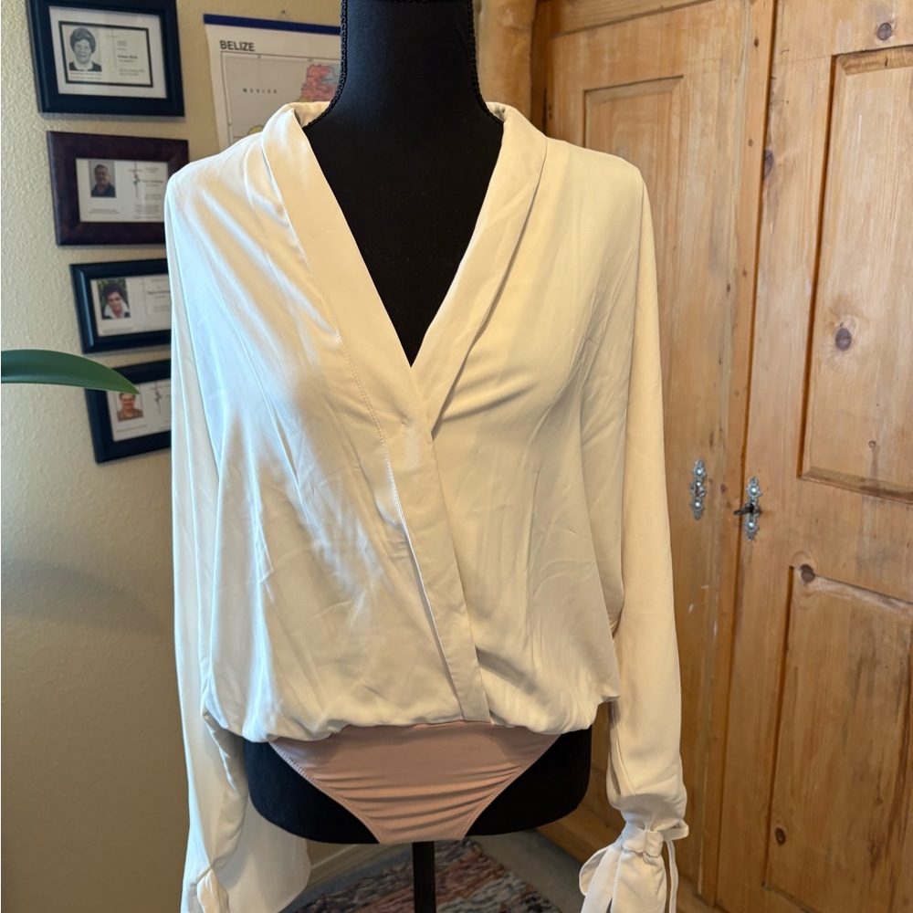 Amanda Uprichard Cream Textured Blouse